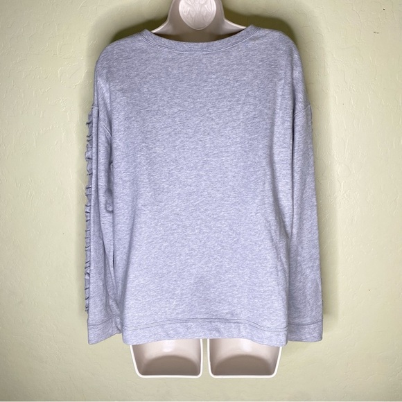 Lauren Ralph Lauren Ruffled Sleeves Pullover Sweatshirt Gray Size L - Picture 7 of 15